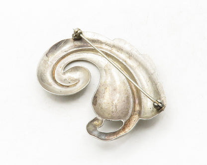 MONET 925 Sterling Silver  Vintage Single Floral Leaf Swirl Brooch Pin  BP4810