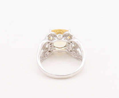 925 Sterling Silver Vintage Ring Carved Square Citrine & Topaz  Sz 7.5  RG29519