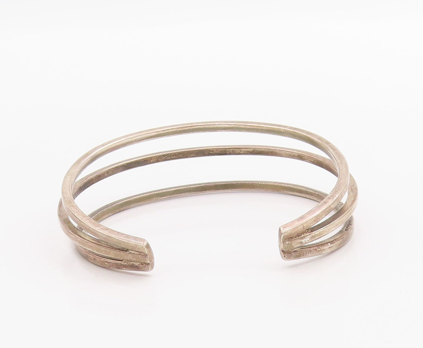 925 Sterling Silver Vintage Bracelet MEXICO Minimalist Triple Layered  BT11361