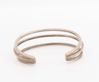 925 Sterling Silver Vintage Bracelet MEXICO Minimalist Triple Layered  BT11361
