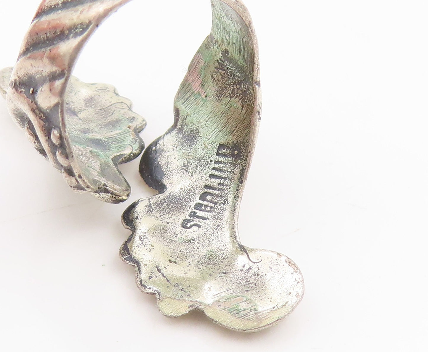 925 Sterling Silver Vintage Ring Classic Carved Feather Wing Wrap  Sz 6  RG36198