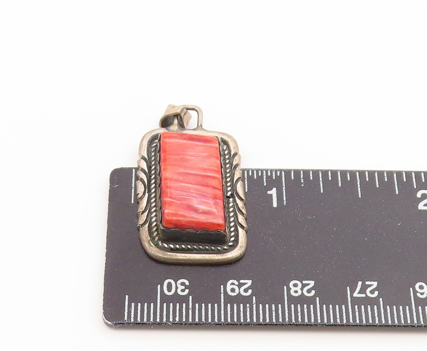 925 Sterling Silver Vintage Pendant NAVAJO Spiny Oyster Geometric Charm  PT26553