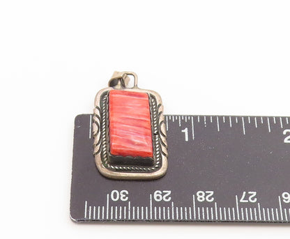 925 Sterling Silver Vintage Pendant NAVAJO Spiny Oyster Geometric Charm  PT26553