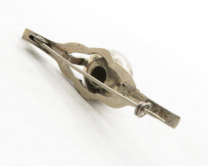 925 Sterling Silver  Vintage Antique Dark Tone Hollow Sphere Brooch Pin BP4821