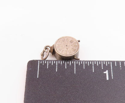 925 Sterling Silver Vintage Petite Dark Tone Alarm Clock Pendant  PT19362