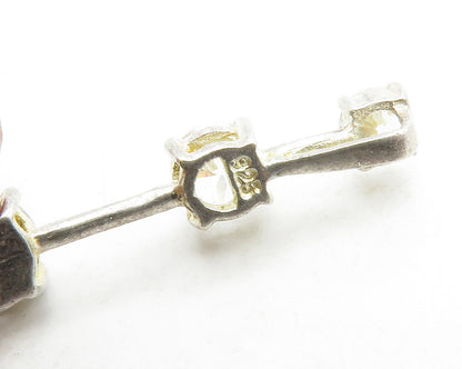 925 Sterling Silver  Vintage Graduated Cubic Zirconia Bar Pendant  PT10354