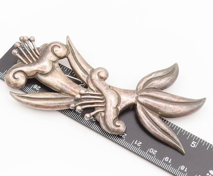 LOS CASTILLO TAXCO 925 Silver  Vintage Antique Large Floral Brooch Pin BP10317