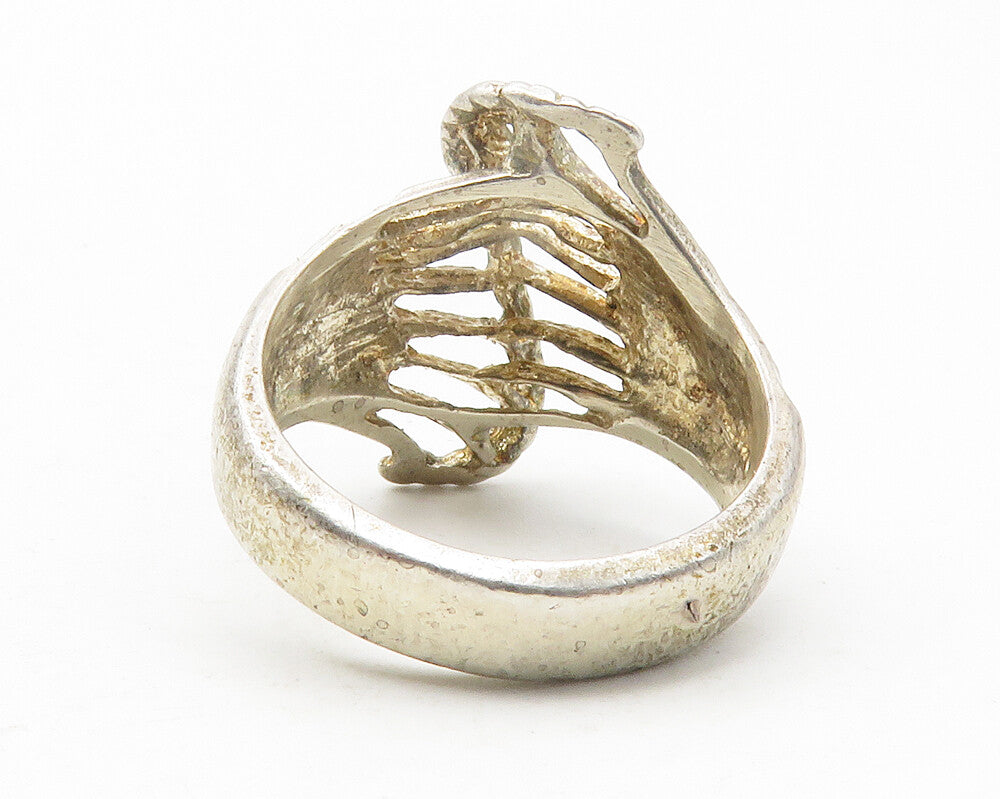 925 Sterling Silver  Vintage Diamond Cut Split Swirl Band Ring Sz 6  RG11693