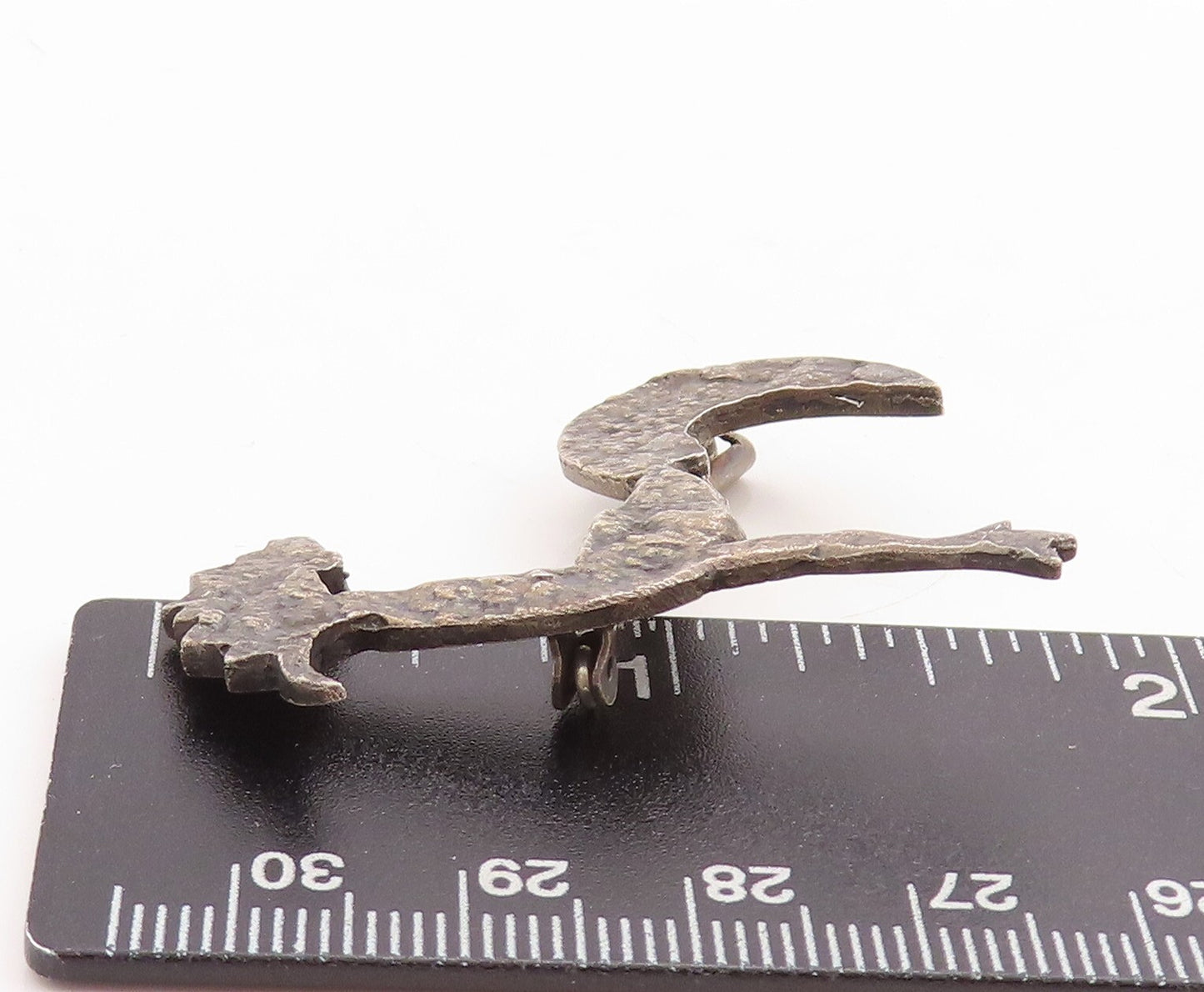 925 Sterling Silver Vintage Brooch Pin Dark Tone Cutout Roderunner Bird  BP11442