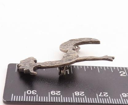 925 Sterling Silver Vintage Brooch Pin Dark Tone Cutout Roderunner Bird  BP11442