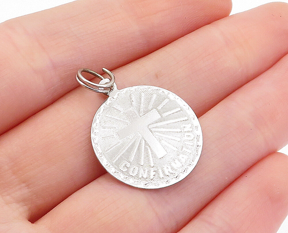 925 Sterling Silver Polished Religious Cross Confirmation Pendant PT3808