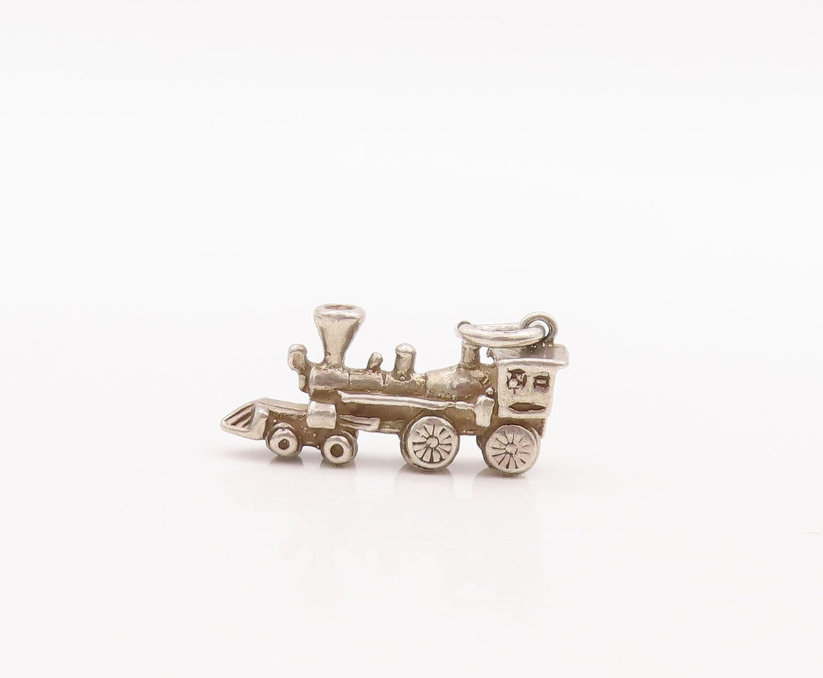 925 Sterling Silver Vintage Pendant Mini Carved Train Engine Charm  PT23472