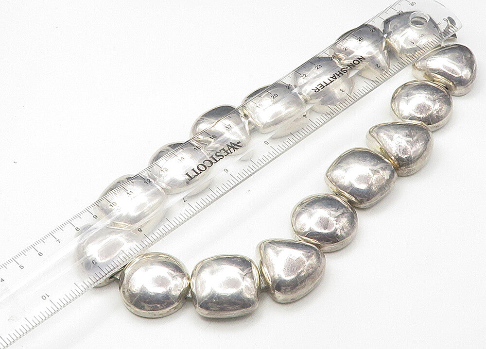 ZINA 925 Sterling Silver Vintage Multi Shaped Large Heavy Necklace NE3603