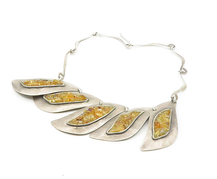 DUCHIN CREATION 925 Silver  Vintage Orange Agate Cluster Chain Necklace NE2773