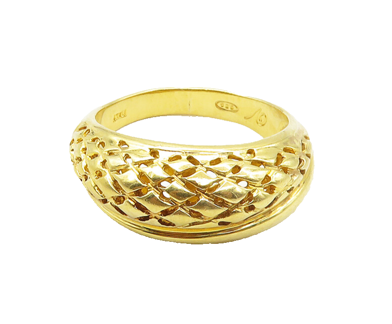 925 Sterling Silver  Shiny Gold Plated Cutout Dome Band Ring Sz 10  RG17226
