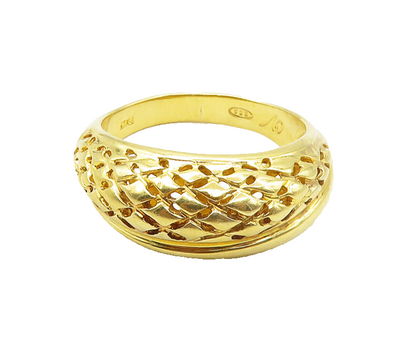 925 Sterling Silver  Shiny Gold Plated Cutout Dome Band Ring Sz 10  RG17226
