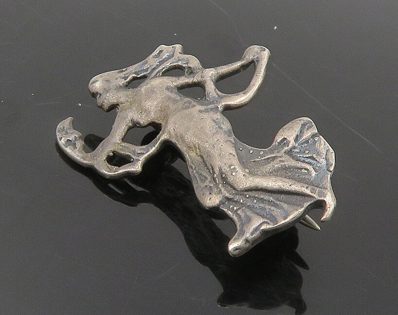 925 Sterling Silver  Vintage Dark Tone Dancing Woman Petite Brooch Pin  BP6550