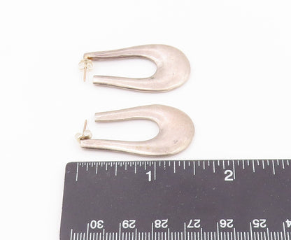 14k Gold & 925 Sterling Silver Vintage Earrings Chunky Tapered Oval Hoop EG14530