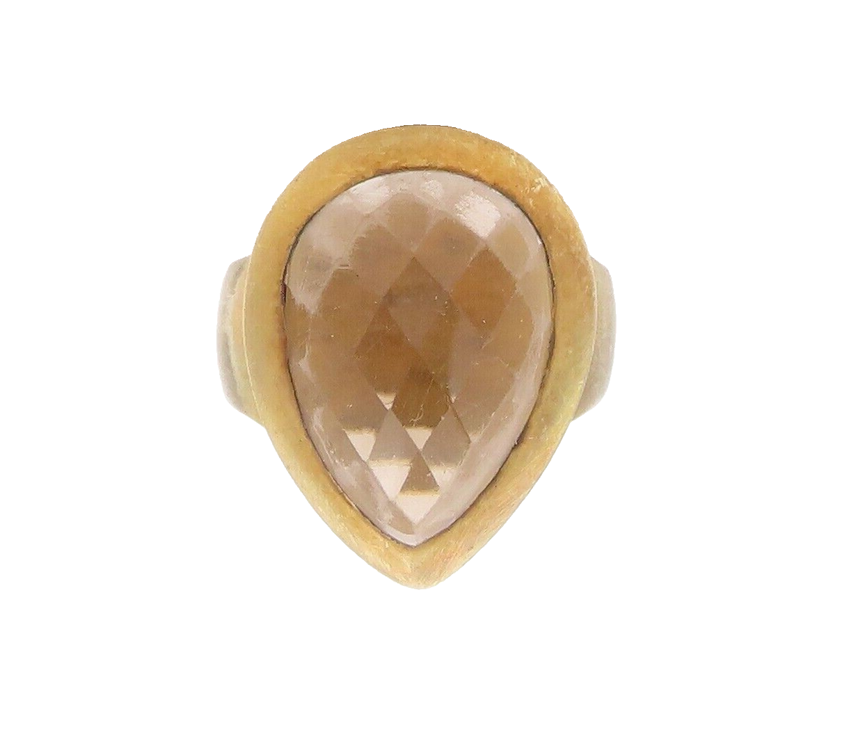 925 Sterling Silver Vintage Ring Gold Plated Drop Cut Smoky Quartz Sz 8  RG30310