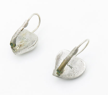 925 Sterling Silver  Vintage  Shiny Frosted Love Heart Drop Earrings  EG7610