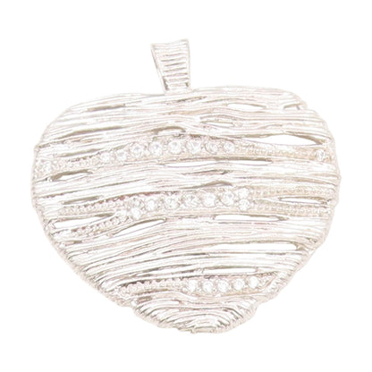 925 Sterling Silver Vintage Pendant CZ Modernist Wire Wrapped Love Heart PT25687