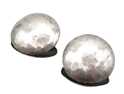 925 Sterling Silver  Vintage Modernist Hammered Non Pierce Earrings  EG6593