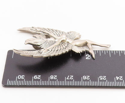 925 Sterling Silver Vintage Pendant Etched Winged Fairy Angel Figurine  PT26295