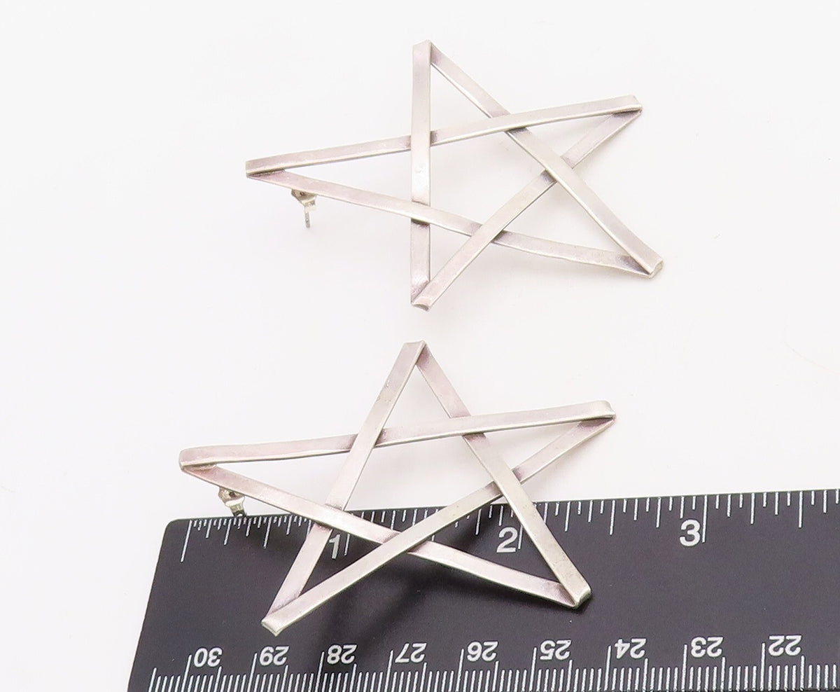925 Sterling Silver Vintage Earrings MEXICO Solid Large Cutout Star  EG13238