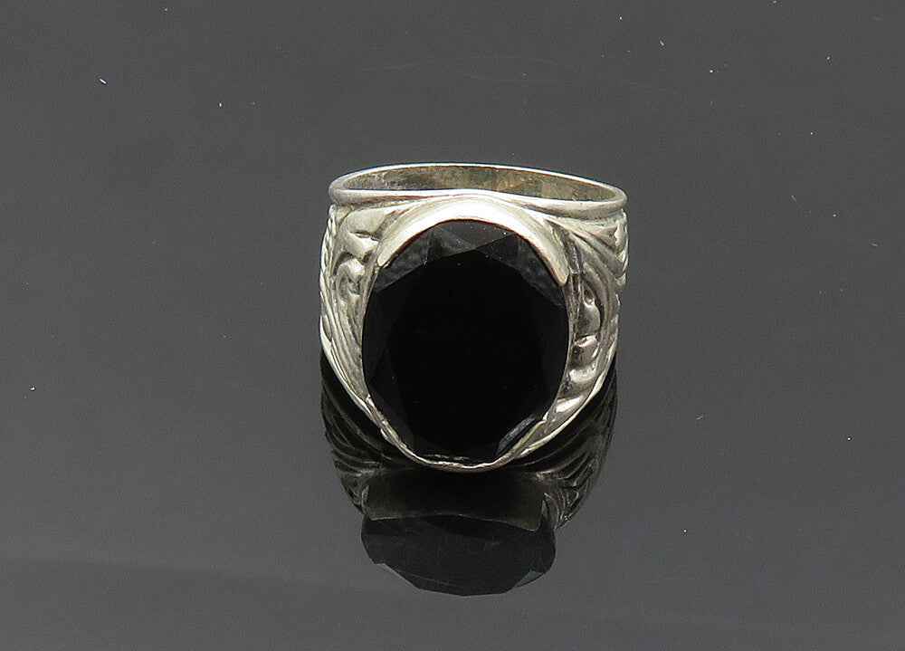 925 Sterling Silver  Vintage Black Onyx Swirl Cocktail Ring Sz 7  RG20062