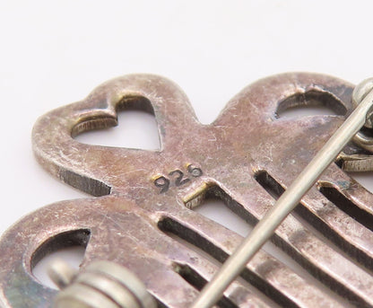 925 Sterling Silver Vintage Brooch Pin Cutout Love Angel With Wings  BP11244