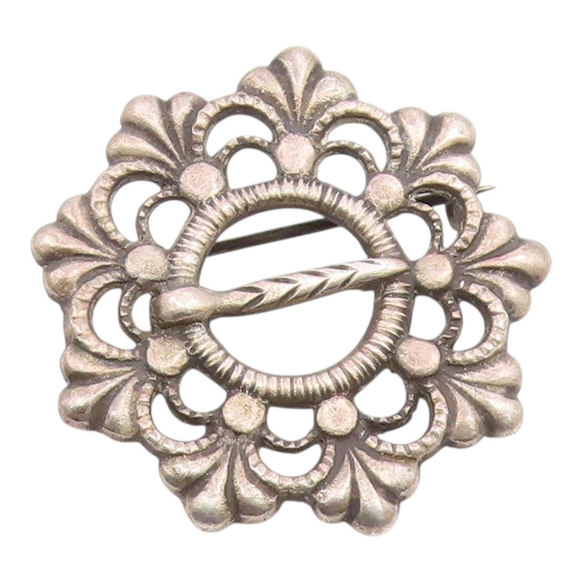 AKSEL HOLMSEN NORWAY 925 Silver  Vintage Antique Round Open Brooch Pin  BP8168