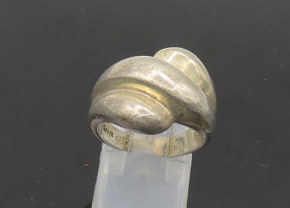 925 Sterling Silver  Vintage Shiny Fluted Bypass Style Band Ring Sz 7  RG21278