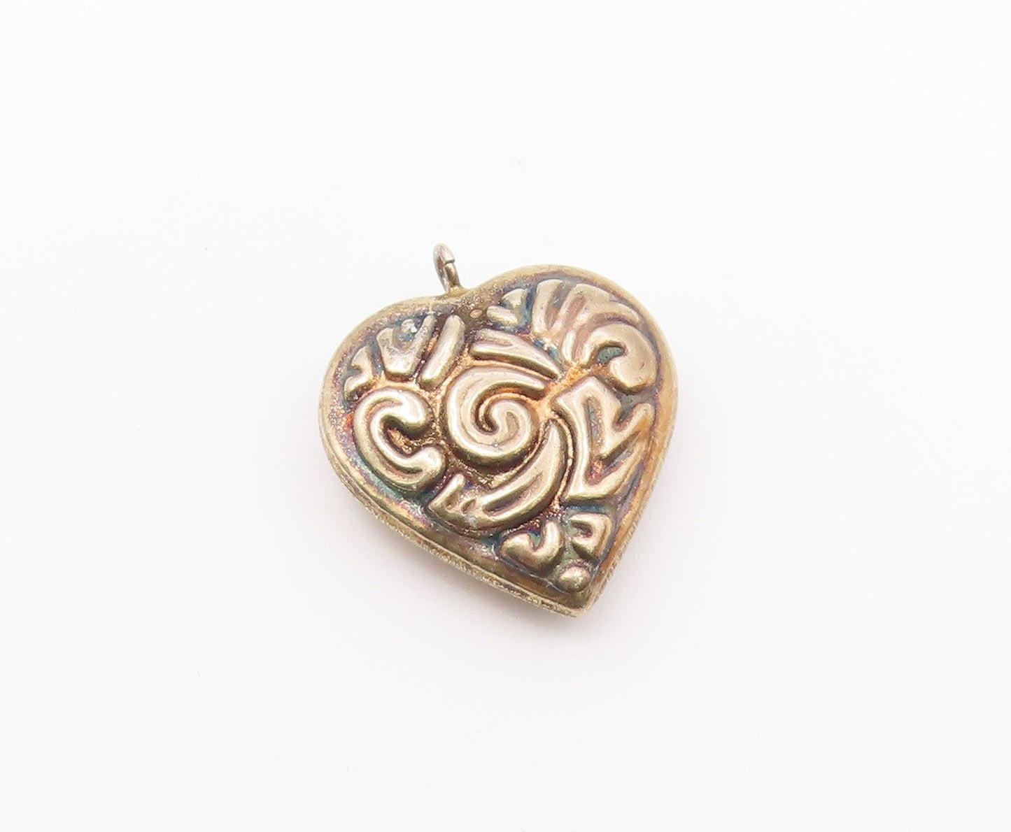 925 Sterling Silver  Vintage Hollow Patterned Love Heart Pendant  PT17357