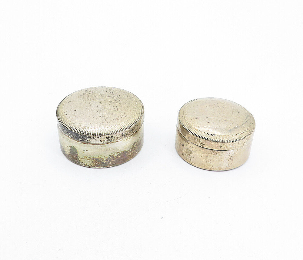 RUSSIA 925 Silver  Vintage 2 Pcs Etched Round Pill Box Set (OPENS)  TR1064