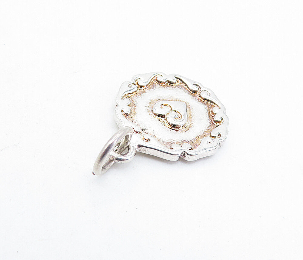 925 Sterling Silver Vintage Shiny Petite Swirl Love Heart Pendant PT4653