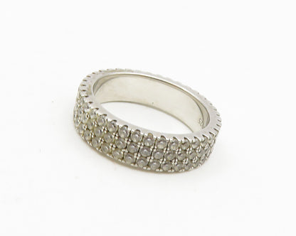 925 Sterling Silver  Vintage Cubic Zirconia Encrusted Band Ring Sz 5  RG18697