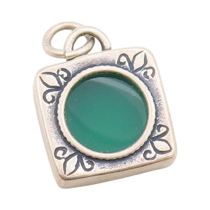925 Sterling Silver Vintage Pendant Gemstone Geometric Serenity Charm  PT24857