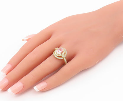 925 Sterling Silver Vintage Ring Gold Plated JUDITH RIPKA Morganite Sz 9 RG36539