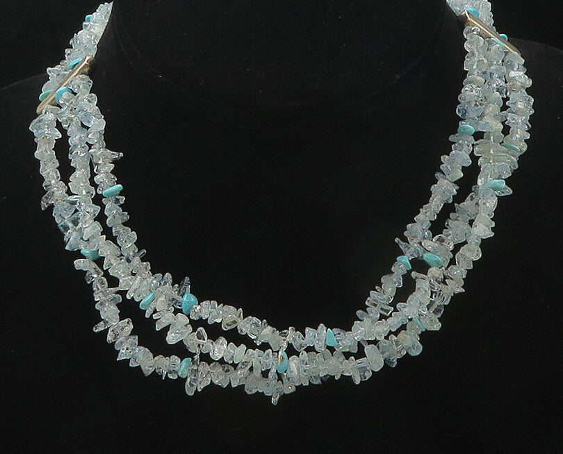 DTR JAY KING 925 Silver  Vintage Turquoise & Aquamarine Chain Necklace  NE2996