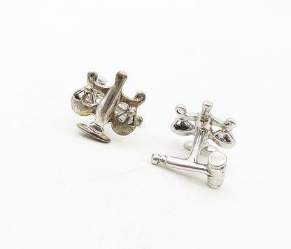 925 Sterling Silver  Vintage Shiny Balance Scales Motif Cuff Links  TR1421