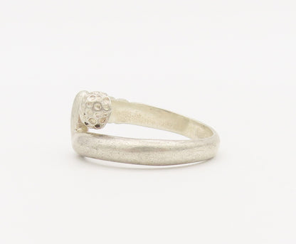 925 Sterling Silver Vintage Ring Dented Head Bypass Lock Carved Sz 8  RG27842
