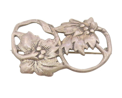 925 Sterling Silver Vintage Brooch Pin Openwork Floral Botanical Leaf  BP12163