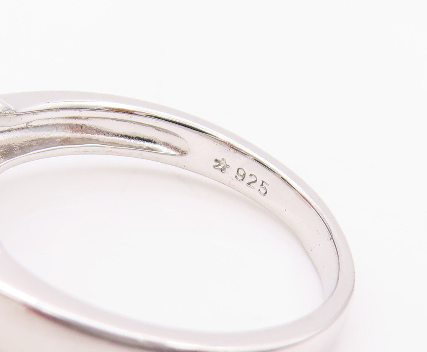 925 Sterling Silver Vintage Ring Oval Cut Three Stone Spinel Band  SZ 8  RG32035