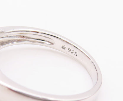 925 Sterling Silver Vintage Ring Oval Cut Three Stone Spinel Band  SZ 8  RG32035