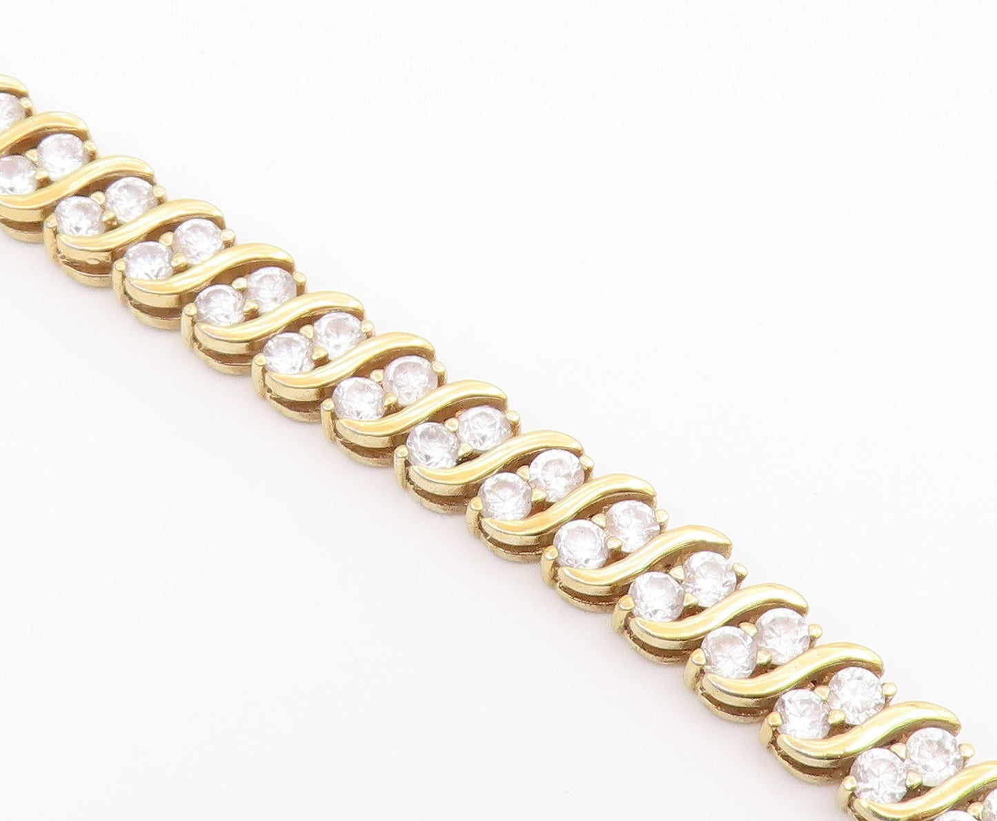 925 Sterling Silver  Petite Topaz Gold Plated Swirl Chain Bracelet  BT5244