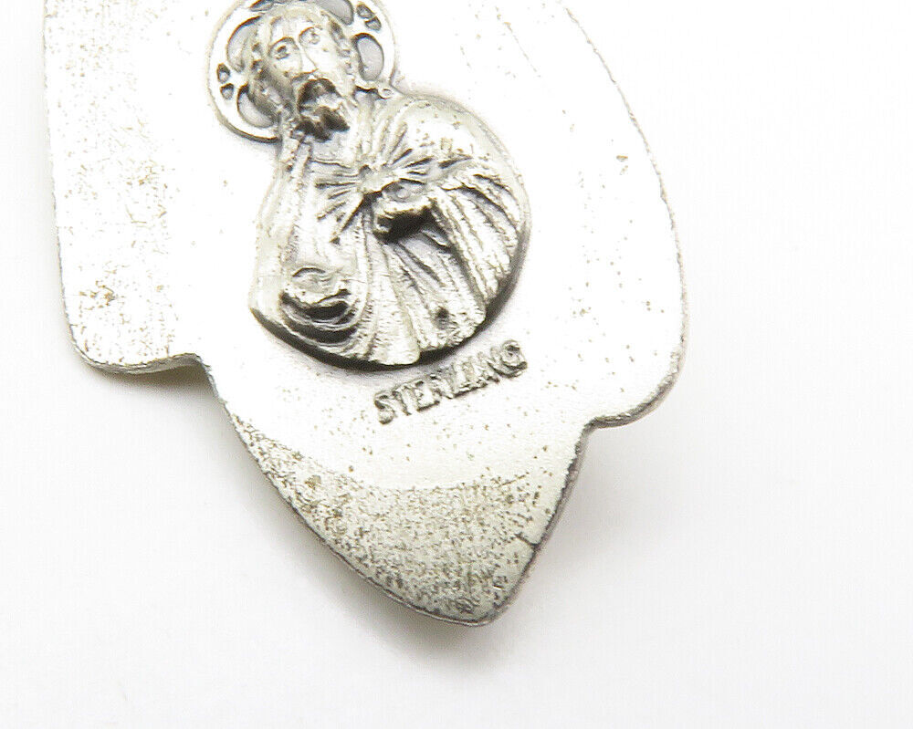 925 Sterling Silver  Vintage Antique Virgin Mary & Baby Jesus Pendant  PT11231