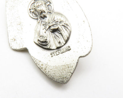925 Sterling Silver  Vintage Antique Virgin Mary & Baby Jesus Pendant  PT11231