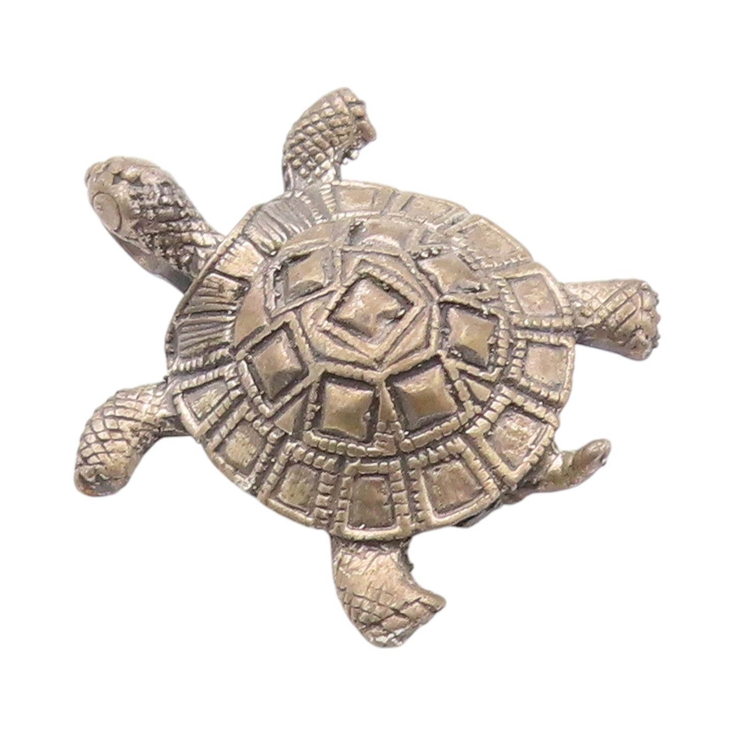 925 Sterling Silver Vintage Brooch Dark Tone Carved Walking Turtle  BP11520