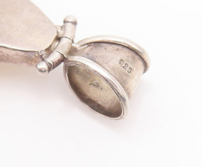 925 Sterling Silver Vintage Pendant Large Heavy Brown White Sea Shell  PT23198