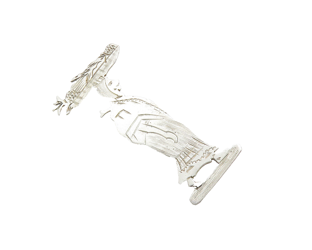 925 Sterling Silver Vintage Etched Person Carrying Basket Brooch Pin BP4240